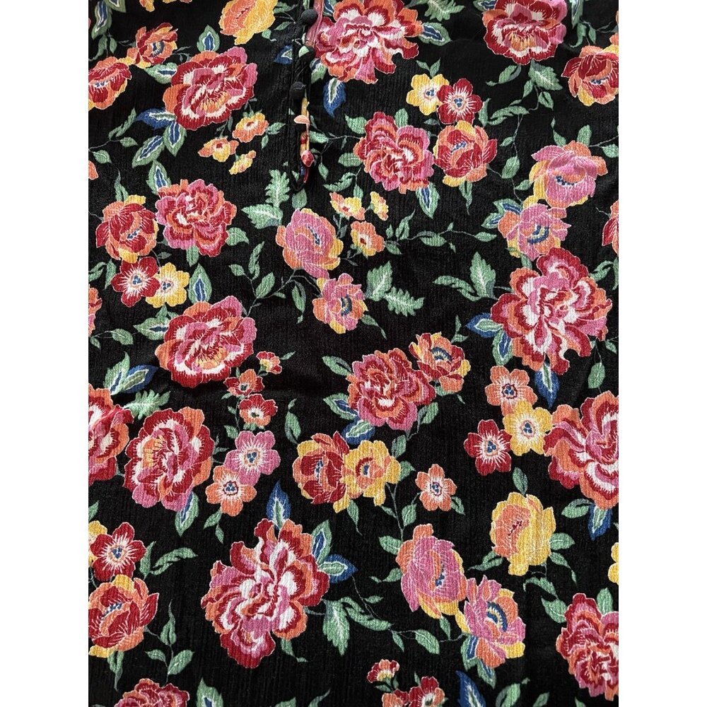 Indigo Rose Women Top Plus Size 2X Peasant Black Floral Blouse Black Red - Picture 9 of 9